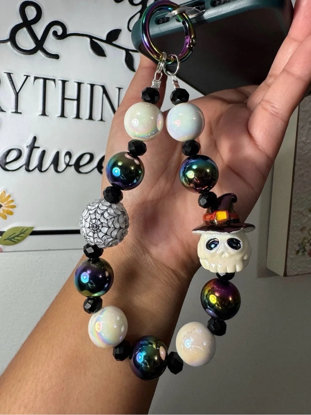 Halloween Skeleton Head Charm Phone/Key/Bag Chain #P577